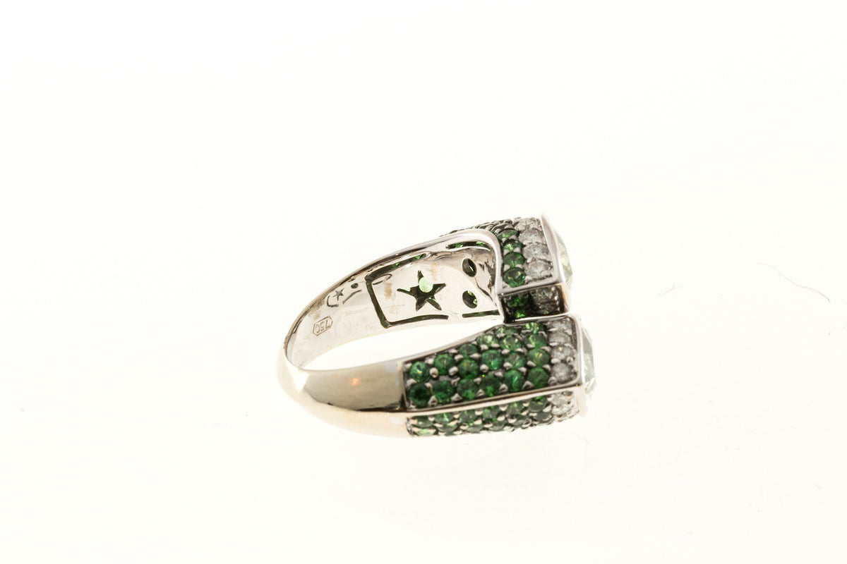 Vintage Ariel Certified 6.00ct Grossular Garnet 18k Gold Diamond Tsavorite Ring – image 4