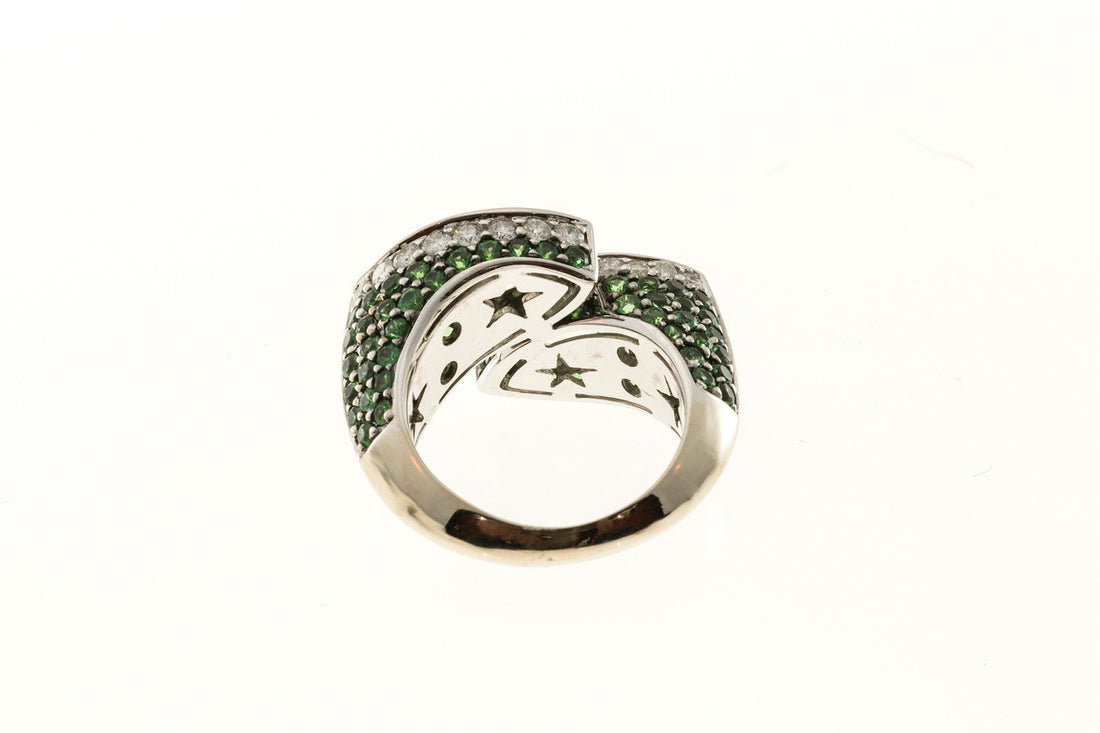 Vintage Ariel Certified 6.00ct Grossular Garnet 18k Gold Diamond Tsavorite Ring – image 2