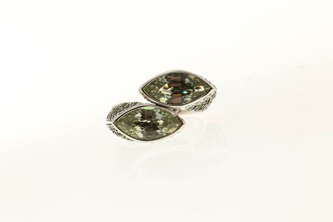 Vintage Ariel Certified 6.00ct Grossular Garnet 18k Gold Diamond Tsavorite Ring – image 6