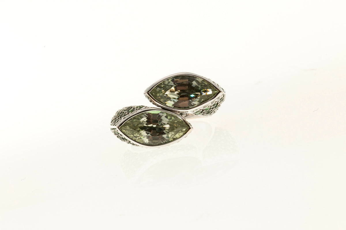 Vintage Ariel Certified 6.00ct Grossular Garnet 18k Gold Diamond Tsavorite Ring – image 6