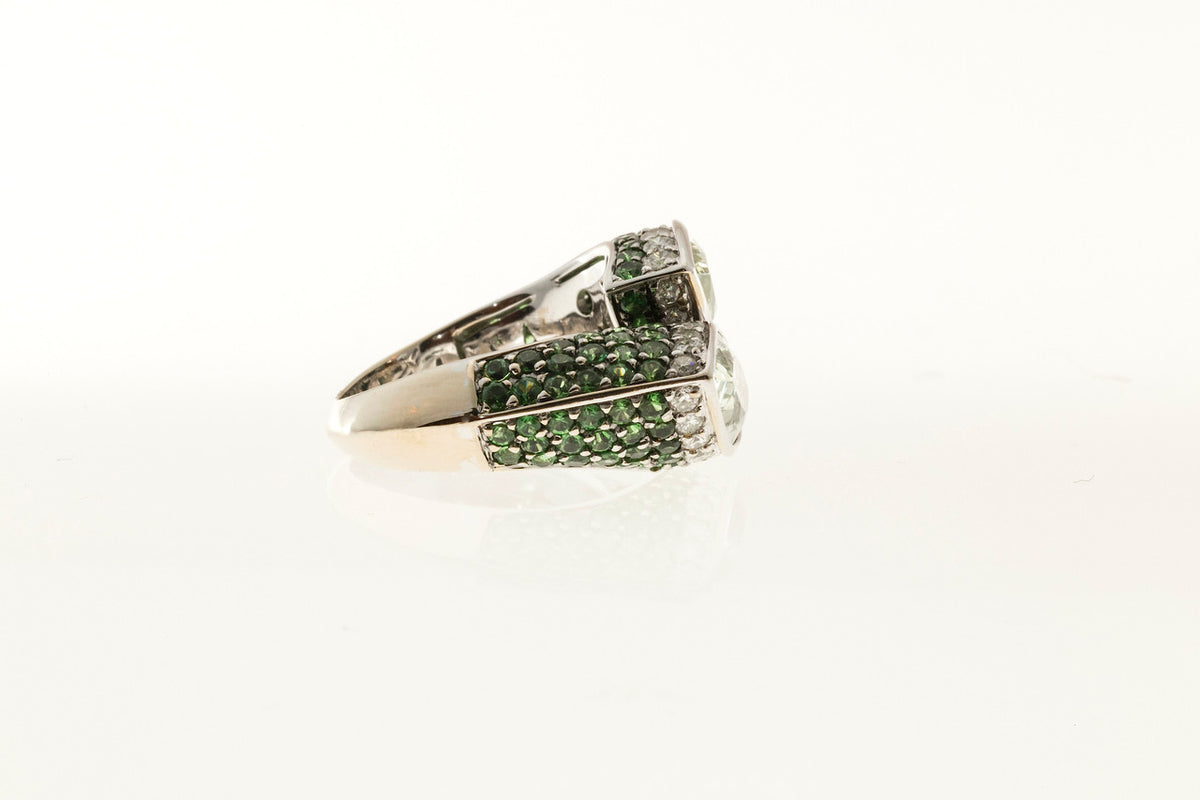 Vintage Ariel Certified 6.00ct Grossular Garnet 18k Gold Diamond Tsavorite Ring – image 5