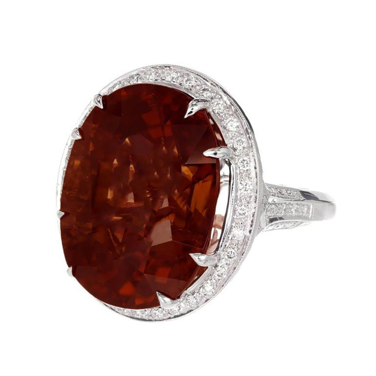 Peter Suchy 26.79 Carat Brown Tourmaline Diamond Halo Gold Cocktail Ring – image 2