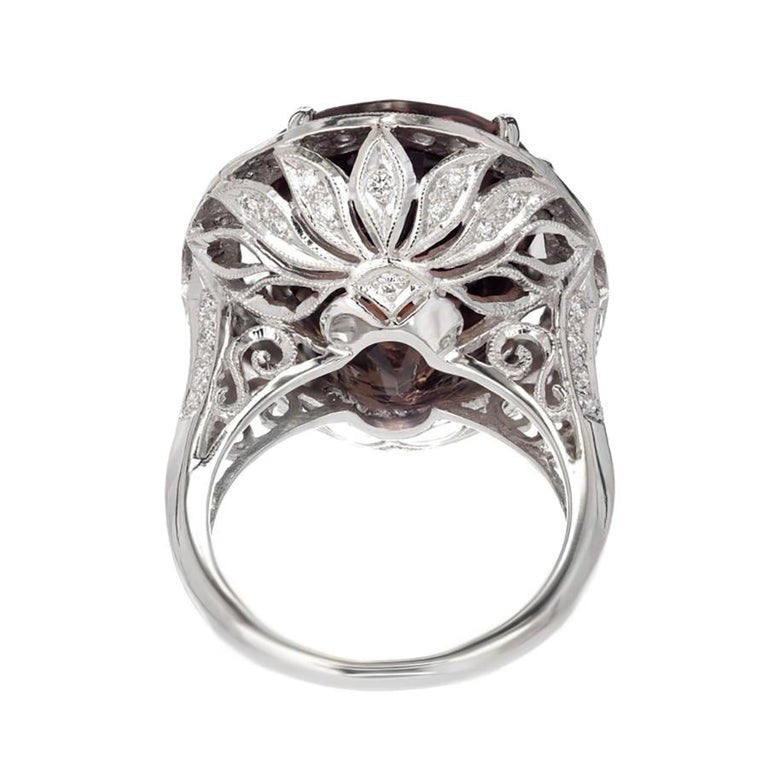 Peter Suchy 26.79 Carat Brown Tourmaline Diamond Halo Gold Cocktail Ring – image 4