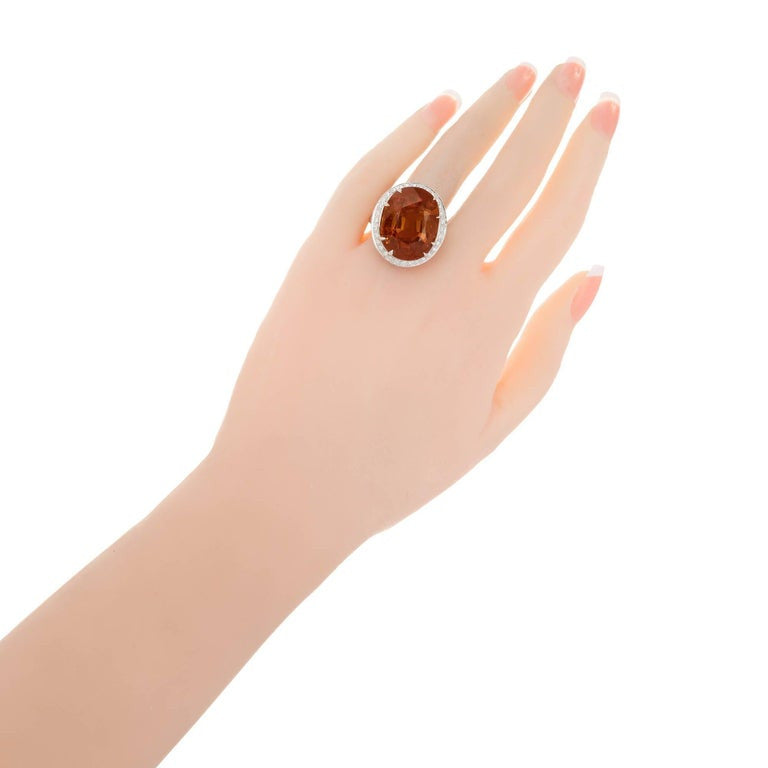 Peter Suchy 26.79 Carat Brown Tourmaline Diamond Halo Gold Cocktail Ring – image 5