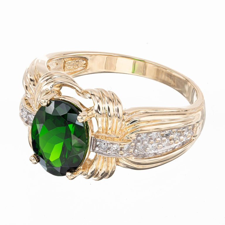 2.30 Carat Green Tourmaline Diamond Yellow Gold Ring – image 3