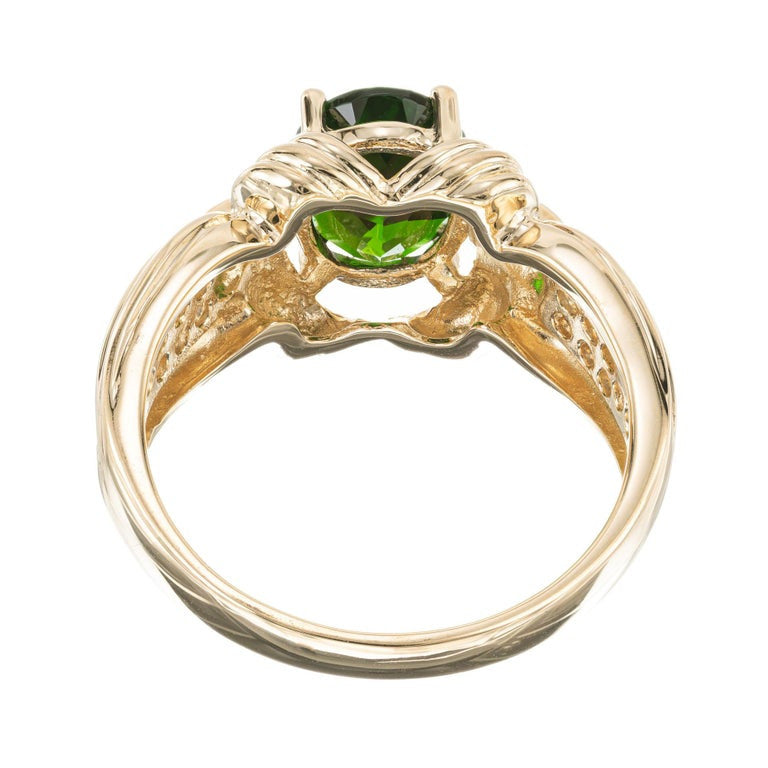 2.30 Carat Green Tourmaline Diamond Yellow Gold Ring – image 6