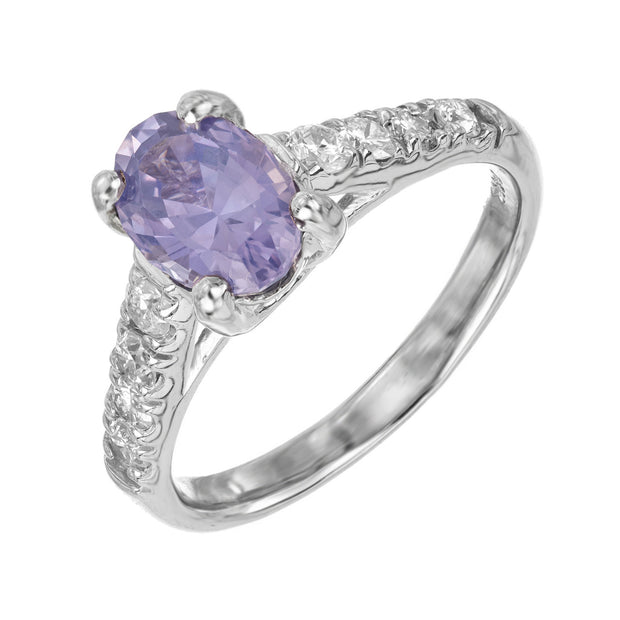 Peter Suchy 1.60 Carat Blue Violet Sapphire Diamond Platinum Engagement Ring