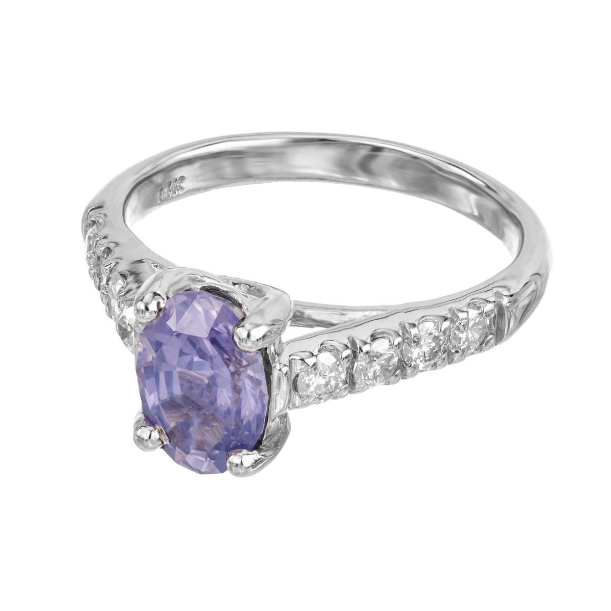 Peter Suchy 1.60 Carat Blue Violet Sapphire Diamond Platinum Engagement Ring – image 4