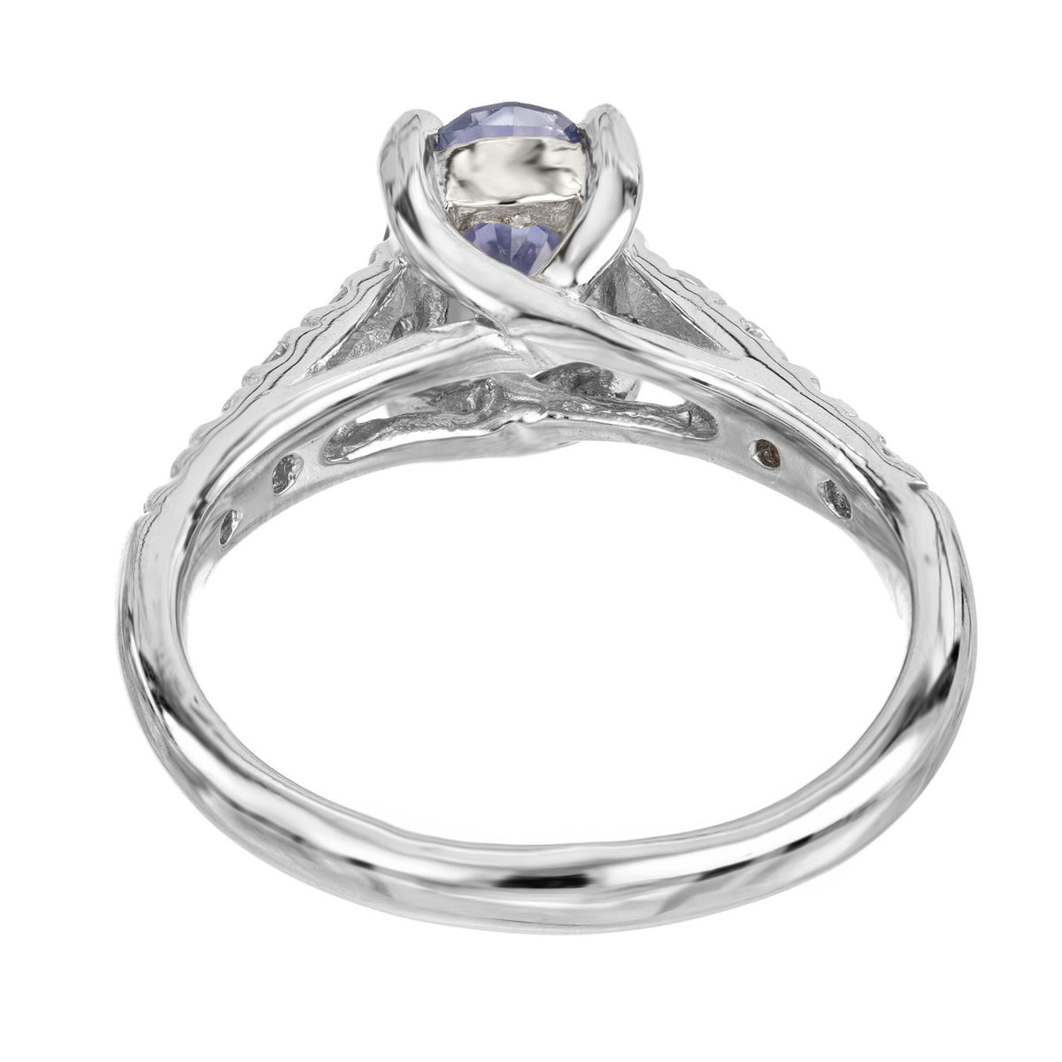 Peter Suchy 1.60 Carat Blue Violet Sapphire Diamond Platinum Engagement Ring – image 6