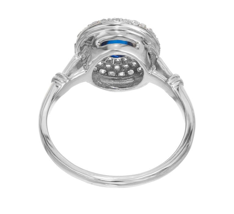 GIA Sugar Loaf Blue .75 Carat Sapphire Diamond Halo Platinum Engagement Ring – image 7
