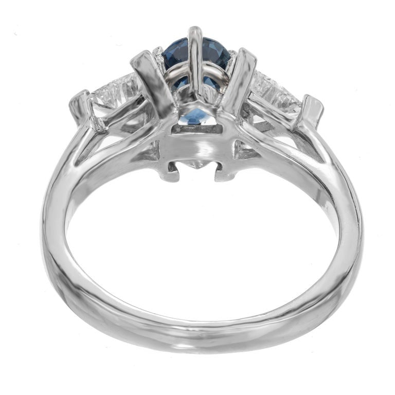 GIA 1.10 Carat Oval Cornflower Blue Sapphire Diamond Platinum Engagement Ring – image 7