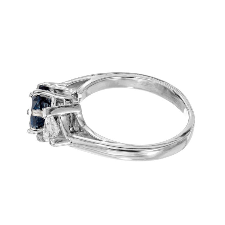 GIA 1.10 Carat Oval Cornflower Blue Sapphire Diamond Platinum Engagement Ring – image 6