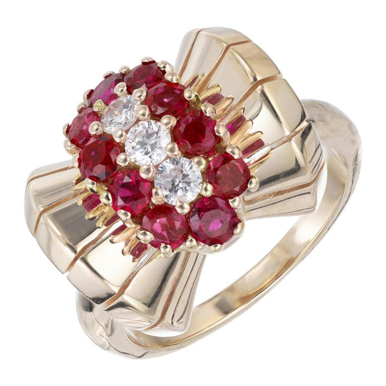 2.74 Carat Ruby Diamond Yellow Gold Cocktail Ring – image 2