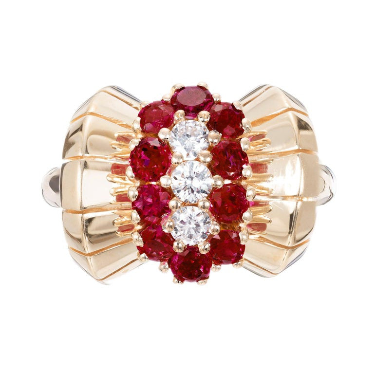2.74 Carat Ruby Diamond Yellow Gold Cocktail Ring