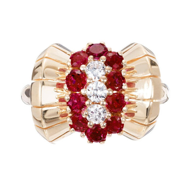 2.74 Carat Ruby Diamond Yellow Gold Cocktail Ring