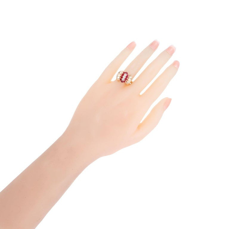 2.74 Carat Ruby Diamond Yellow Gold Cocktail Ring – image 7
