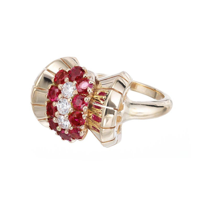 2.74 Carat Ruby Diamond Yellow Gold Cocktail Ring – image 6