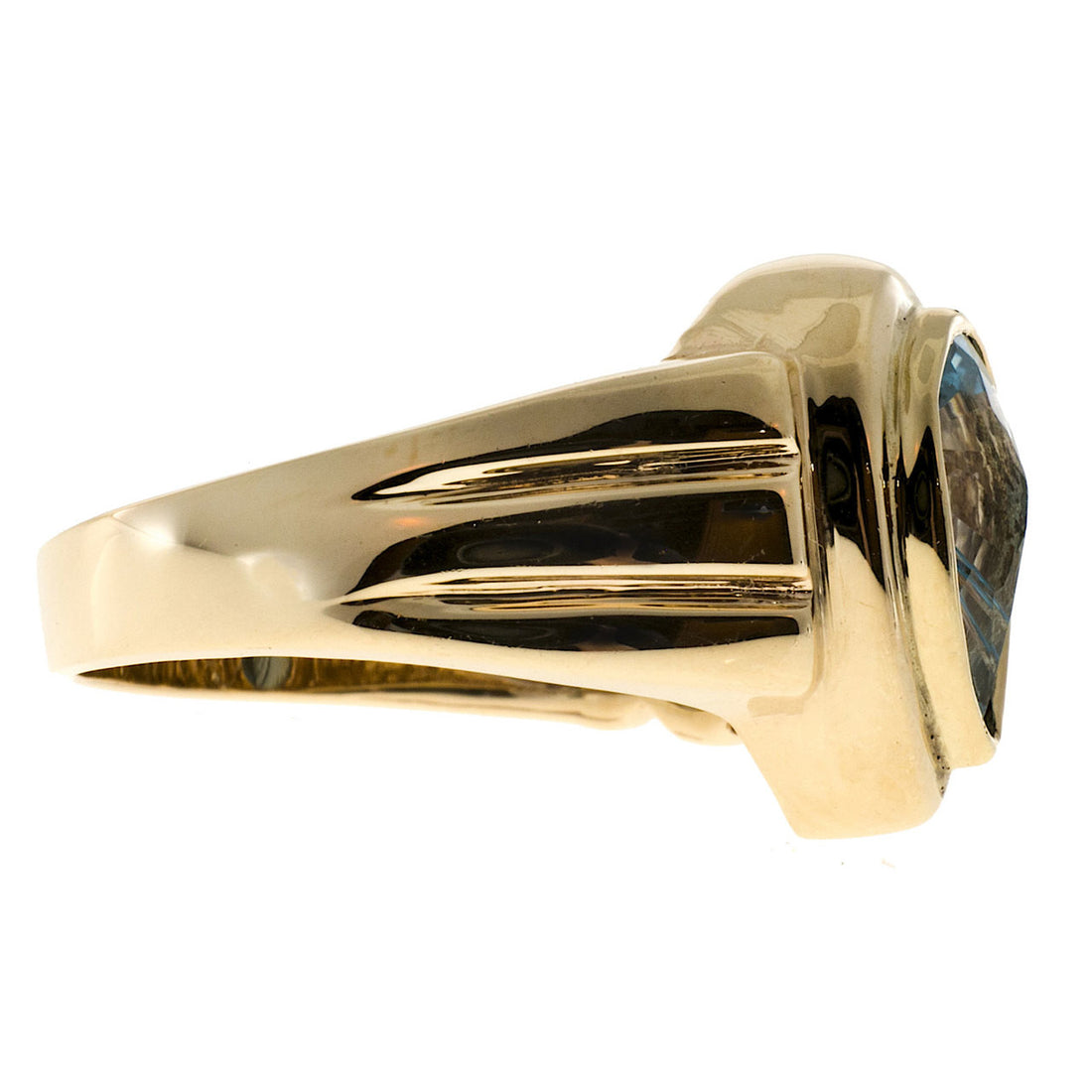 Vintage 2.25ct Pear Shape Sky Blue Topaz .10ct Full Cut Diamond Swirl 14k Ring – image 3