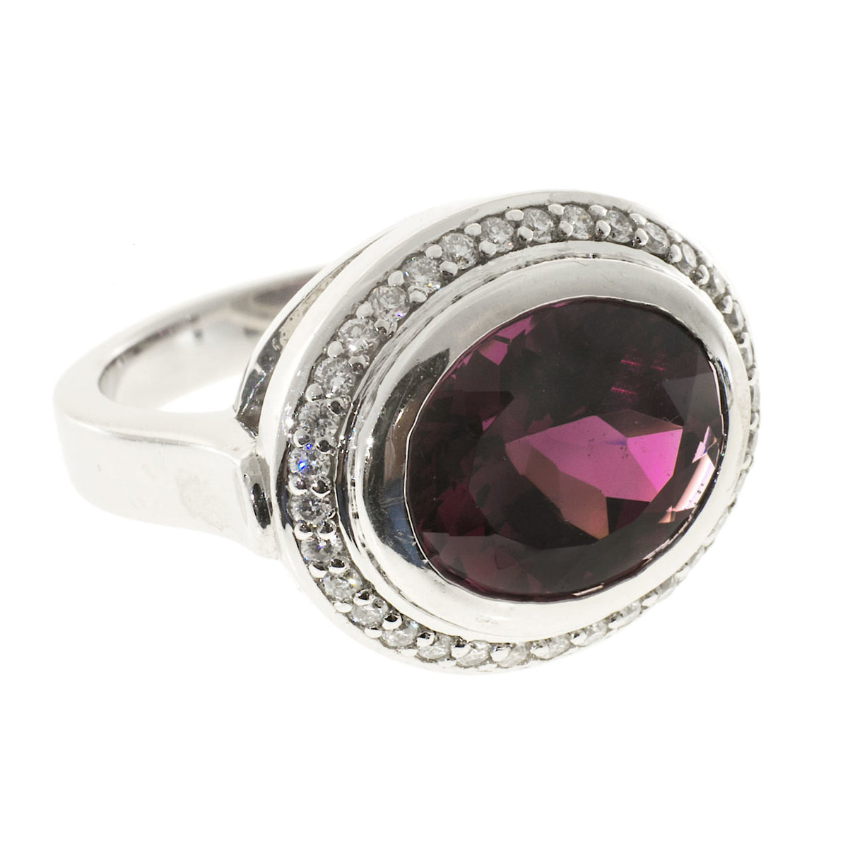Vintage Estate Red Rhodolite Garnet Platinum .34ct Diamond Ring – image 4
