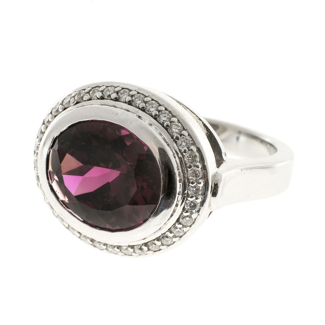 Vintage Estate Red Rhodolite Garnet Platinum .34ct Diamond Ring – image 5
