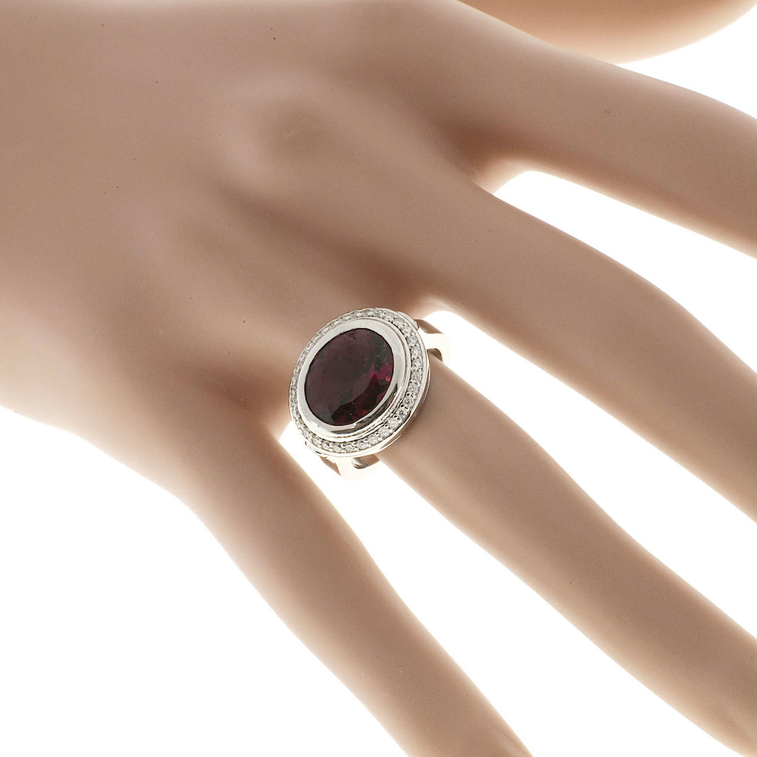 Vintage Estate Red Rhodolite Garnet Platinum .34ct Diamond Ring – image 7