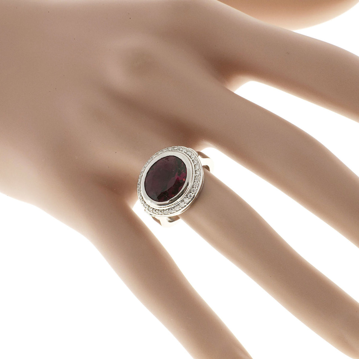 Vintage Estate Red Rhodolite Garnet Platinum .34ct Diamond Ring – image 7