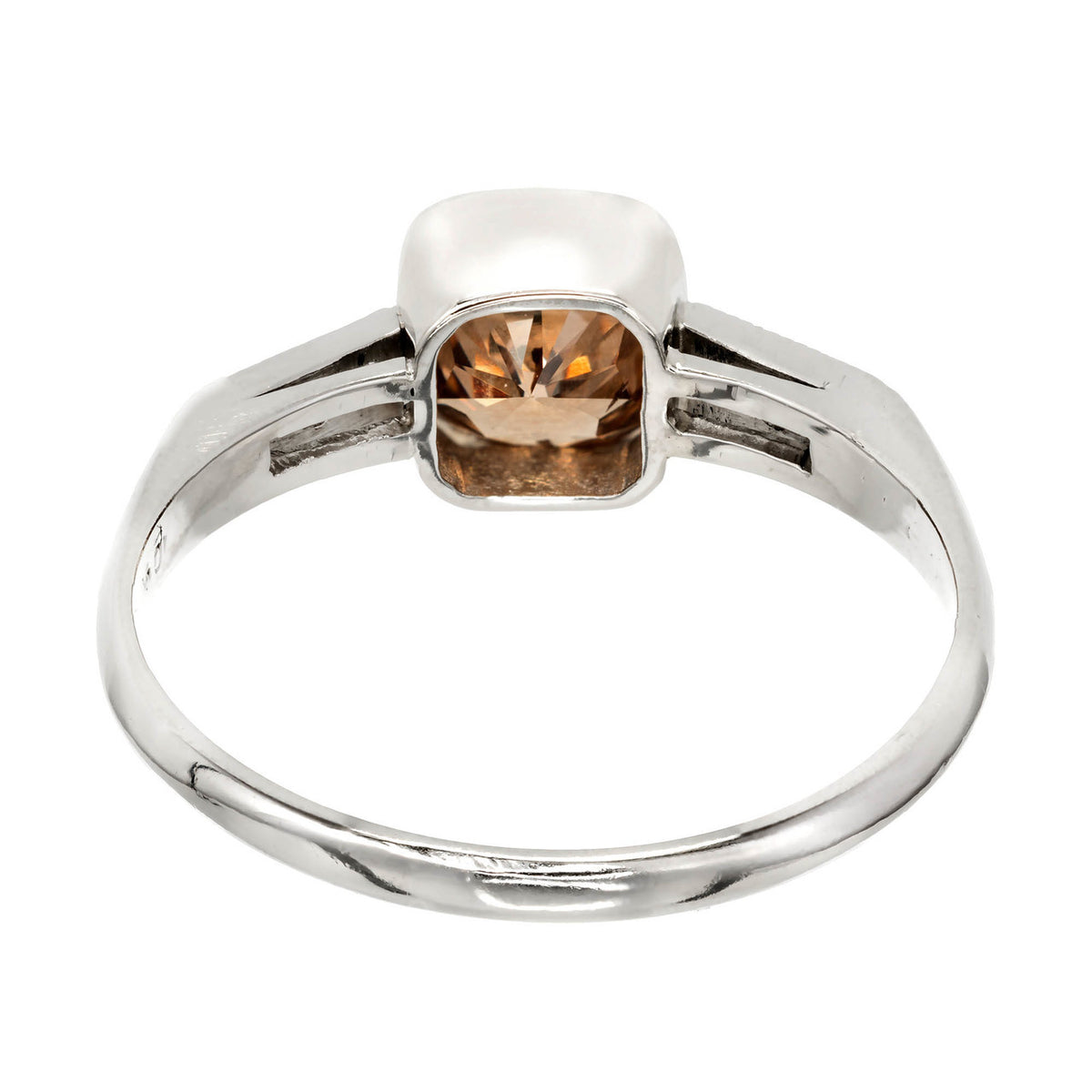 GIA Certified 1.37 Carat Natural Brown Diamond Platinum Engagement Ring – image 6