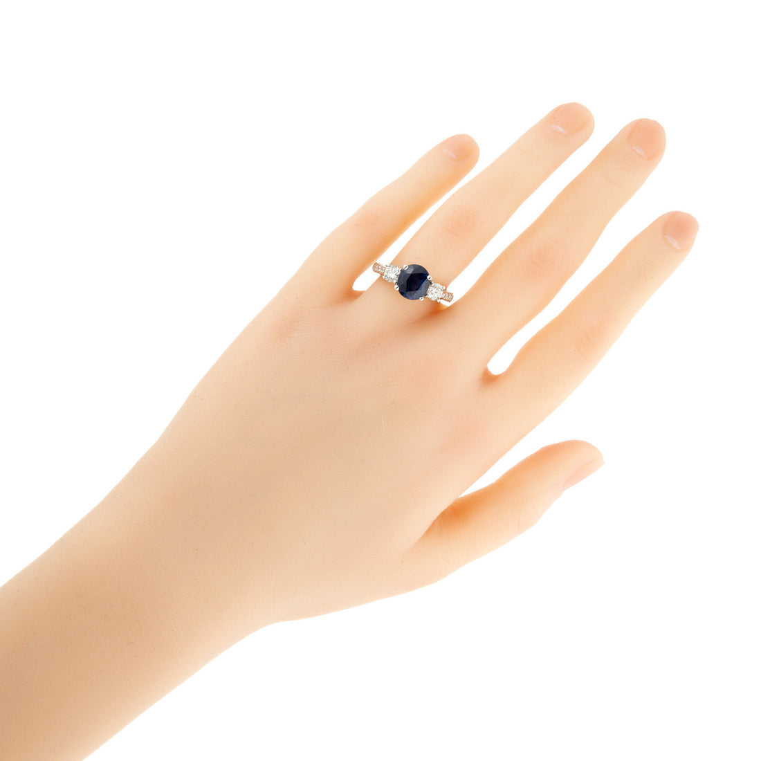 Peter Suchy 3 Stone Royal Blue Sapphire Platinum Diamond Ring – image 6