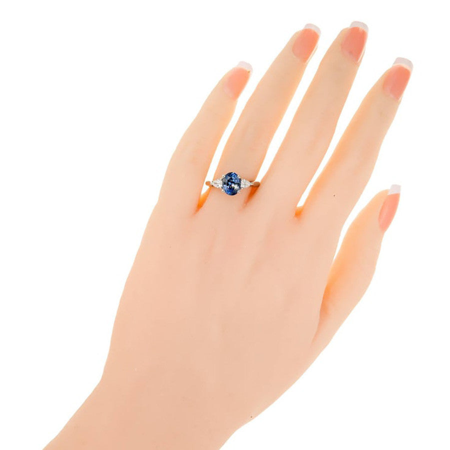 Peter Suchy 2.35 Carat Blue Sapphire Pear Diamond Platinum Engagement Ring – image 5