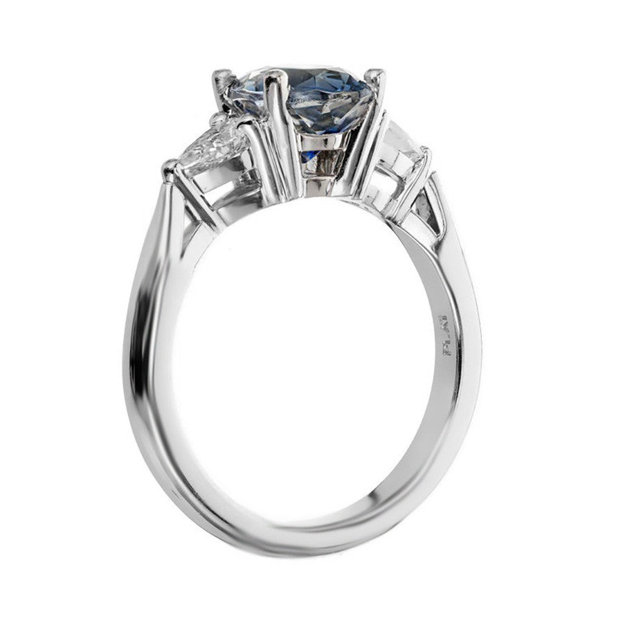 Peter Suchy 2.35 Carat Blue Sapphire Pear Diamond Platinum Engagement Ring – image 7