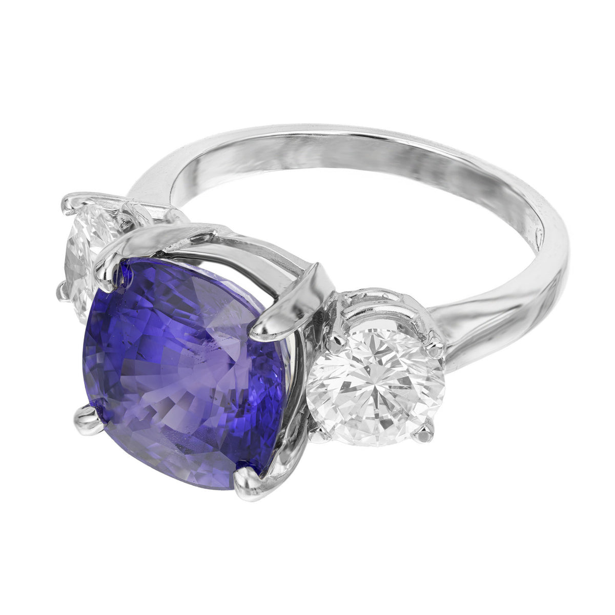 Peter Suchy AGL 7.72 Carat Natural Sapphire Diamond Platinum Engagement Ring – image 4