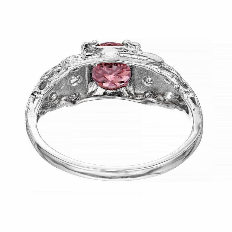 GIA Certified 1.02 Carat Brown Orange Sapphire Diamond Engagement Platinum Ring – image 5