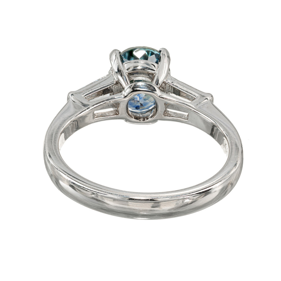 2.41ct Green Blue Oval Sapphire Diamond Engagement Platinum Ring – image 5