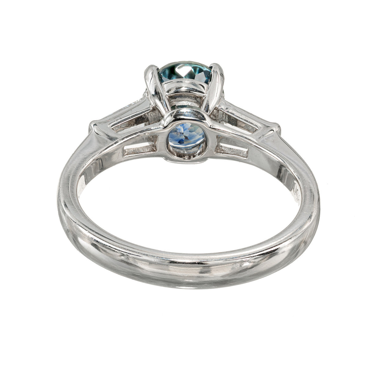 2.41ct Green Blue Oval Sapphire Diamond Engagement Platinum Ring – image 5