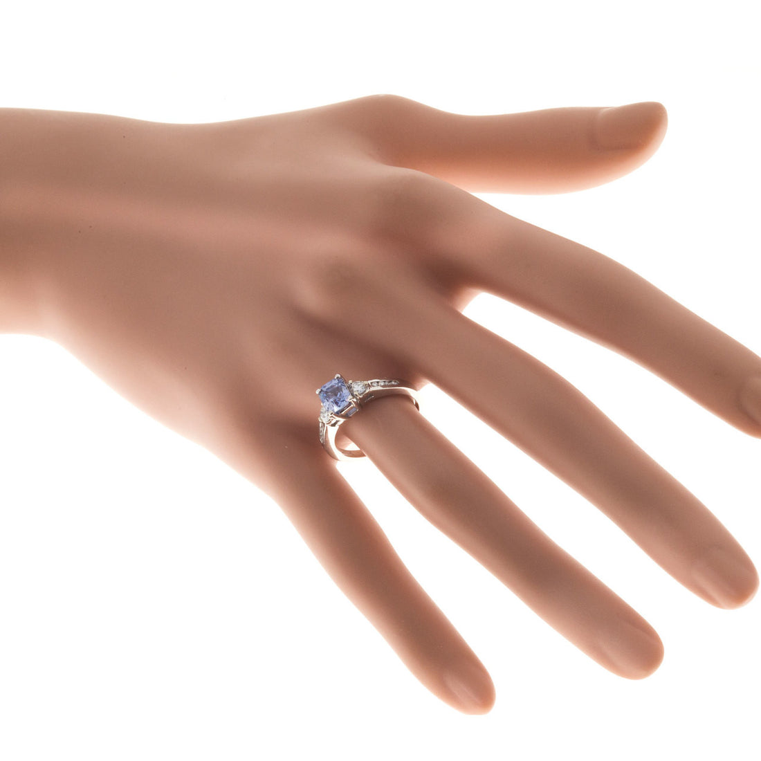 Vintage 1.37ct Natural No Heat Asscher Blue Violet Sapphire 14k White Gold Ring – image 2