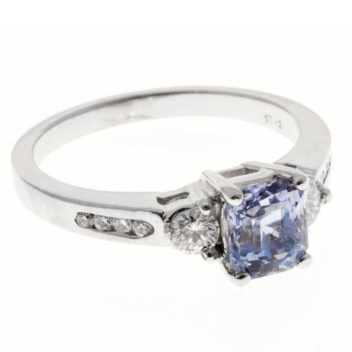 Vintage 1.37ct Natural No Heat Asscher Blue Violet Sapphire 14k White Gold Ring – image 3