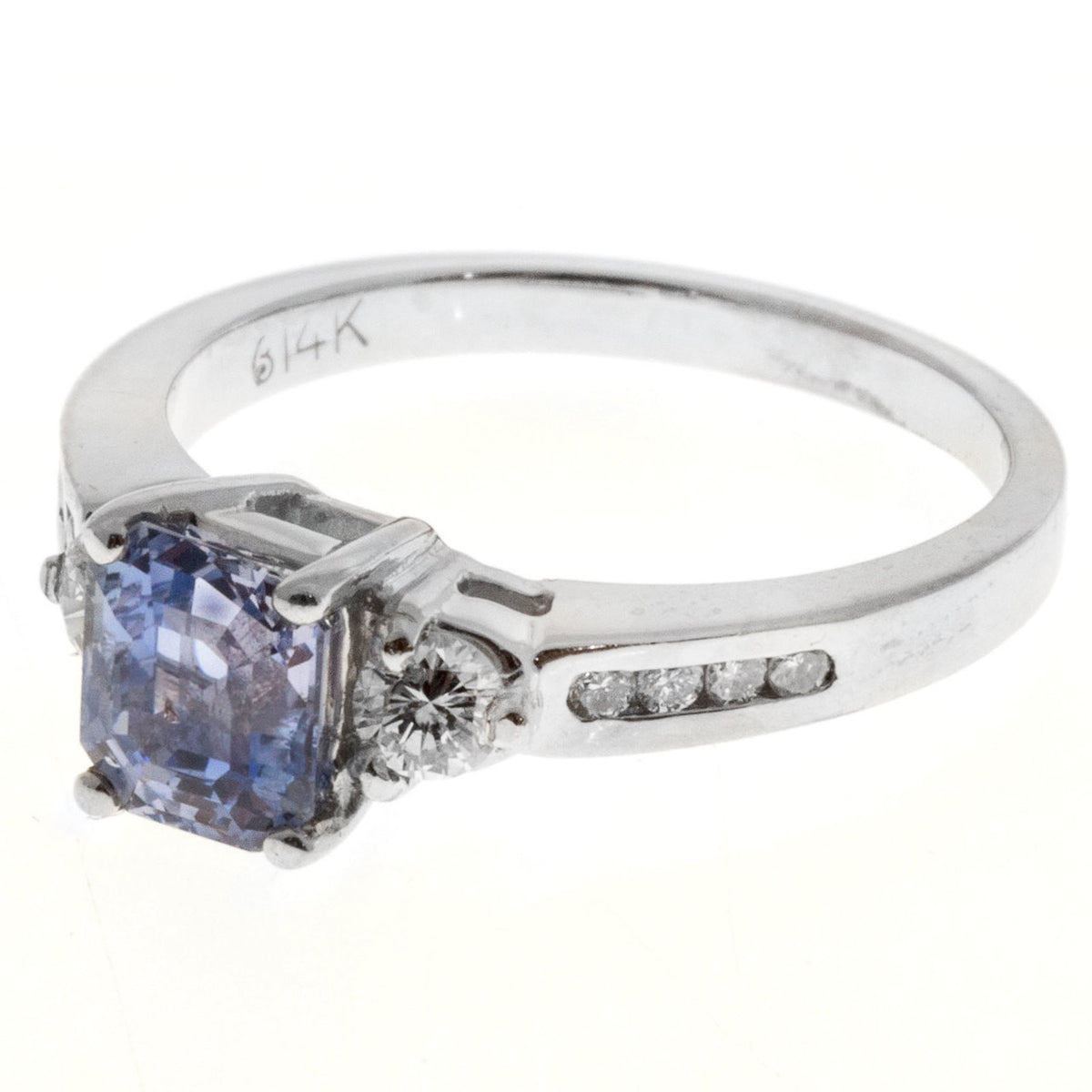 Vintage 1.37ct Natural No Heat Asscher Blue Violet Sapphire 14k White Gold Ring – image 4