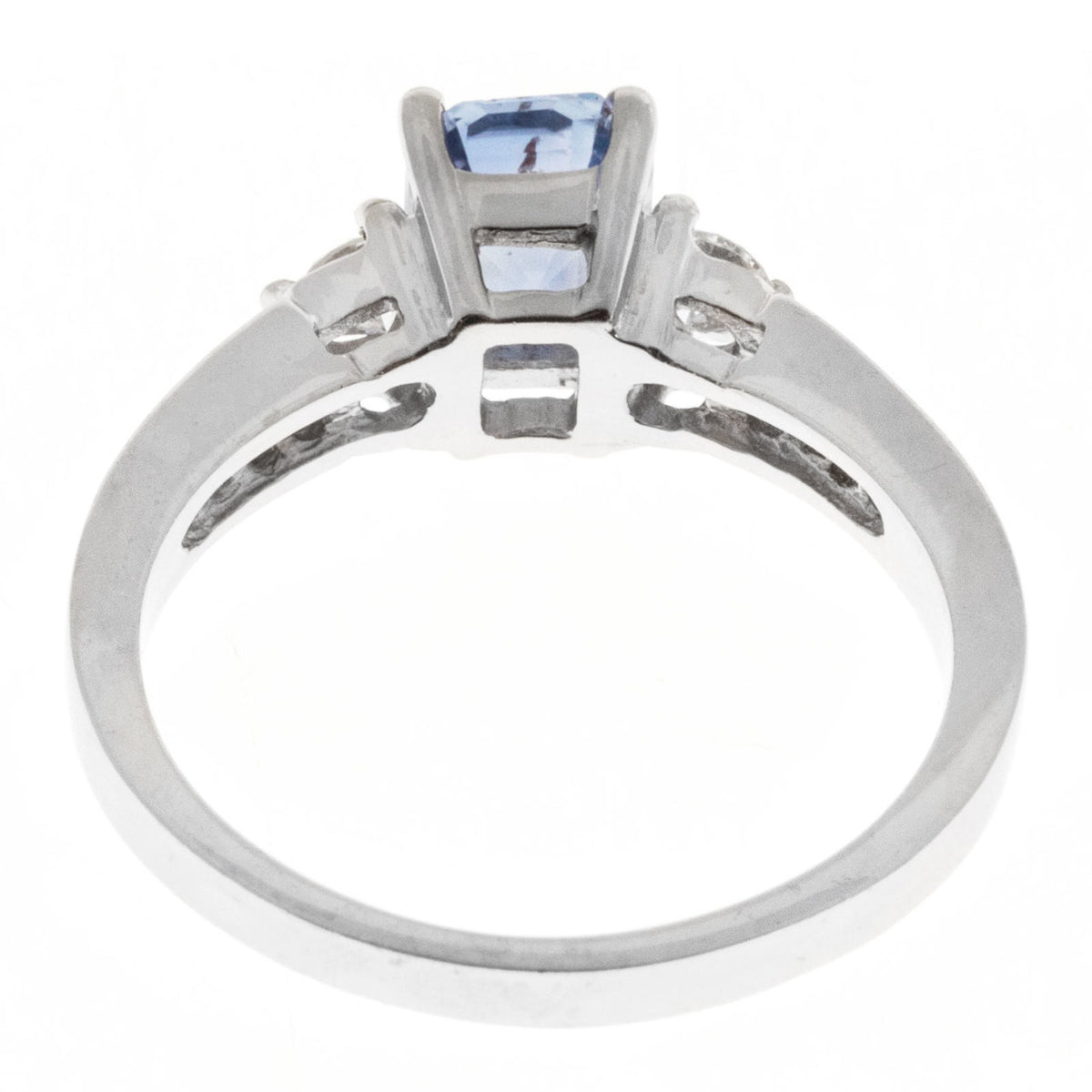 Vintage 1.37ct Natural No Heat Asscher Blue Violet Sapphire 14k White Gold Ring – image 5