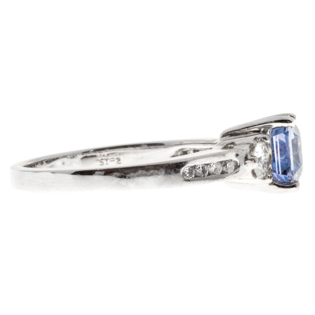 Vintage 1.37ct Natural No Heat Asscher Blue Violet Sapphire 14k White Gold Ring – image 7