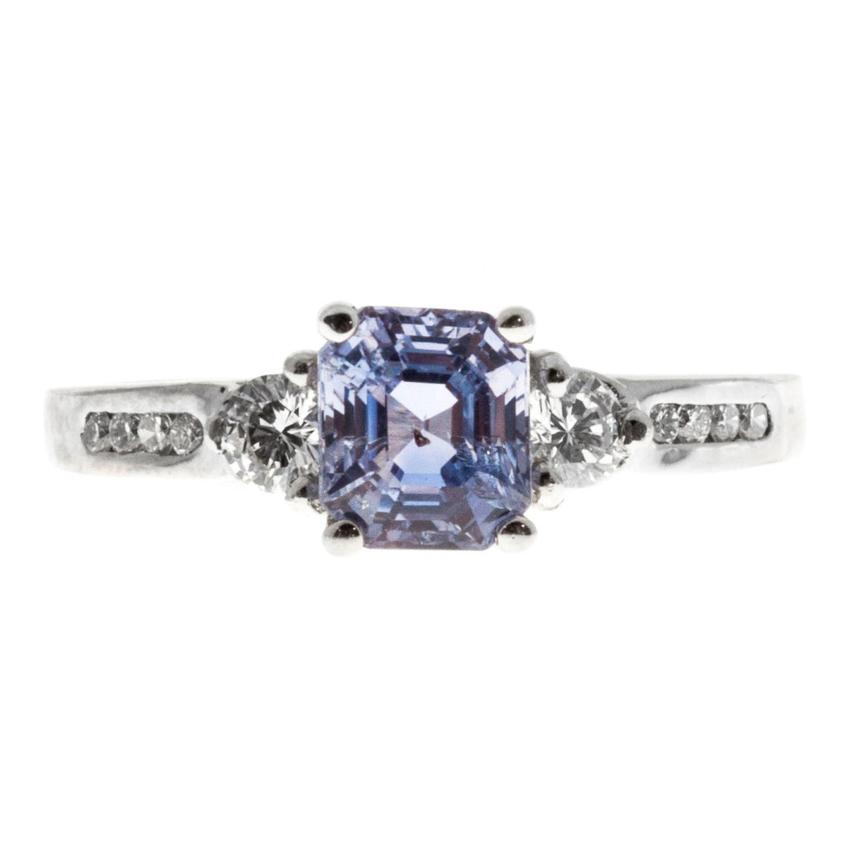 Vintage 1.37ct Natural No Heat Asscher Blue Violet Sapphire 14k White Gold Ring – image 8