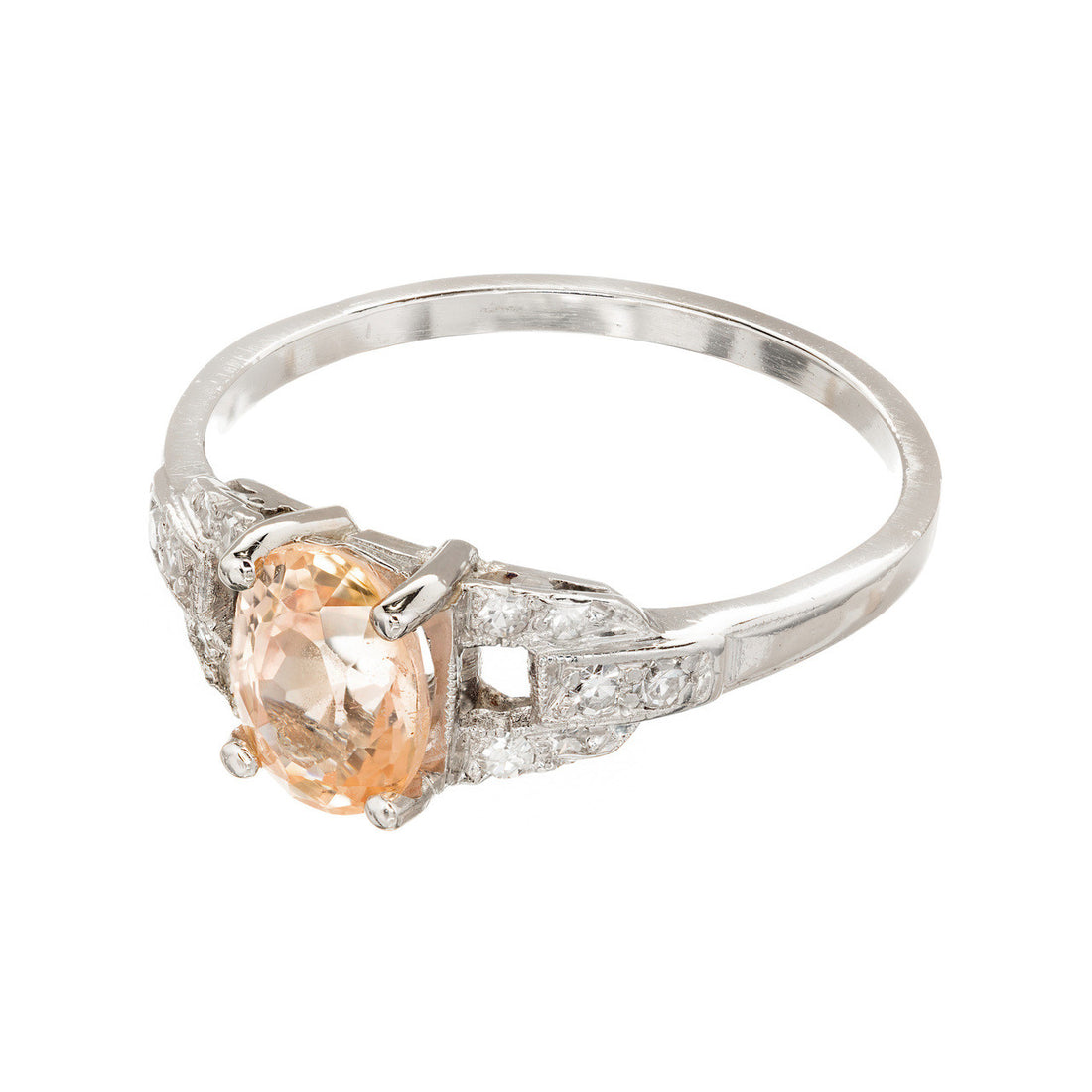 GIA 1.21 Carat Natural Yellow Orange Sapphire Diamond Platinum Engagement Ring – image 4