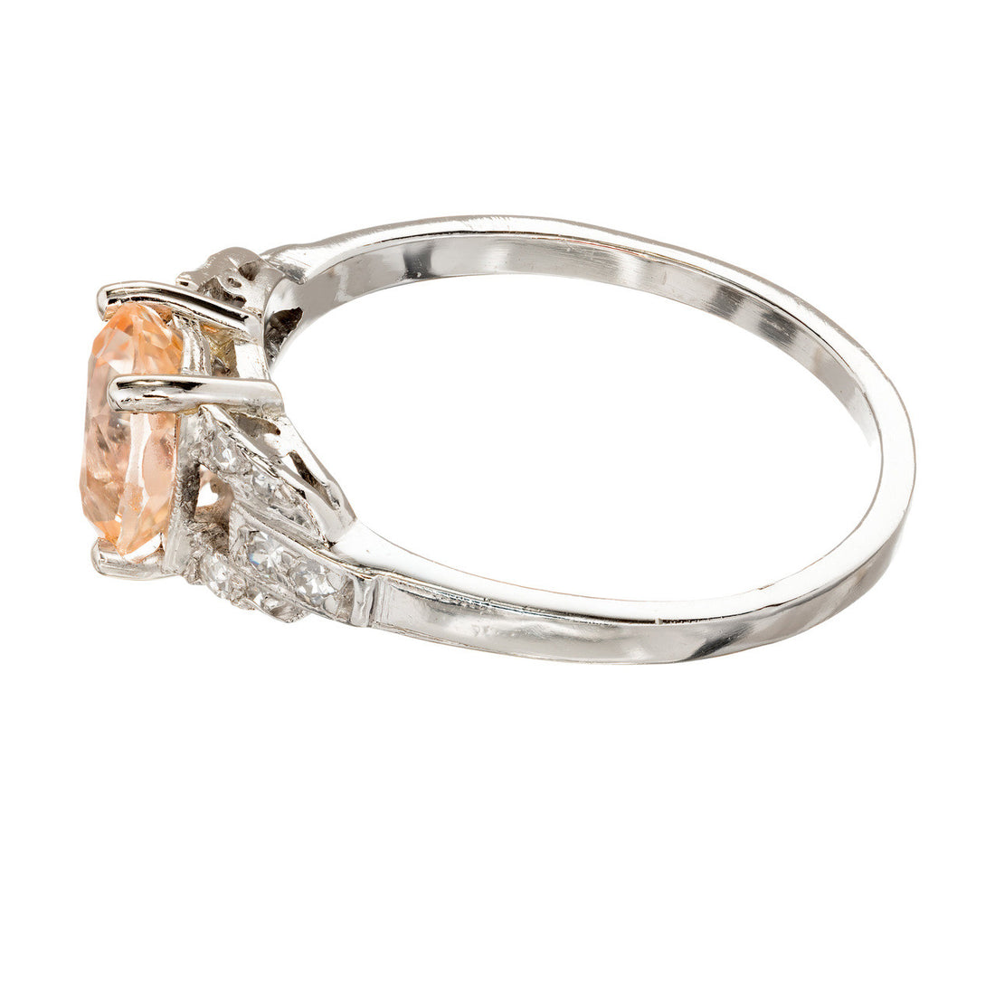 GIA 1.21 Carat Natural Yellow Orange Sapphire Diamond Platinum Engagement Ring – image 5