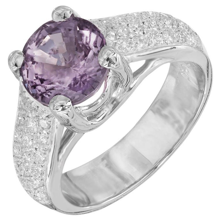 Peter Suchy GIA 3.13 Carat Purple Sapphire Diamond Engagement Platinum Ring