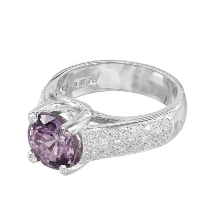 Peter Suchy GIA 3.13 Carat Purple Sapphire Diamond Engagement Platinum Ring – image 2