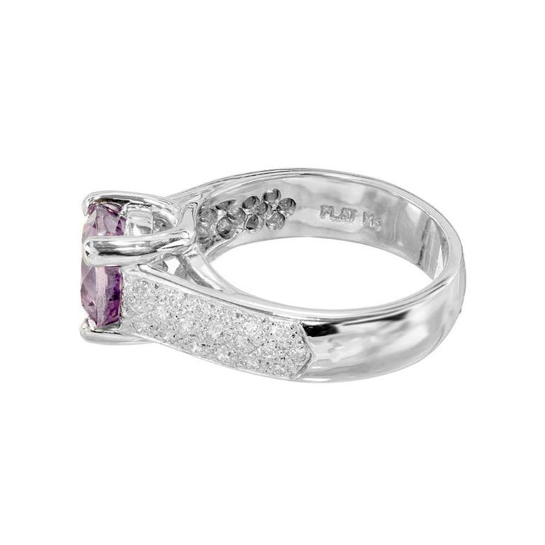Peter Suchy GIA 3.13 Carat Purple Sapphire Diamond Engagement Platinum Ring – image 4