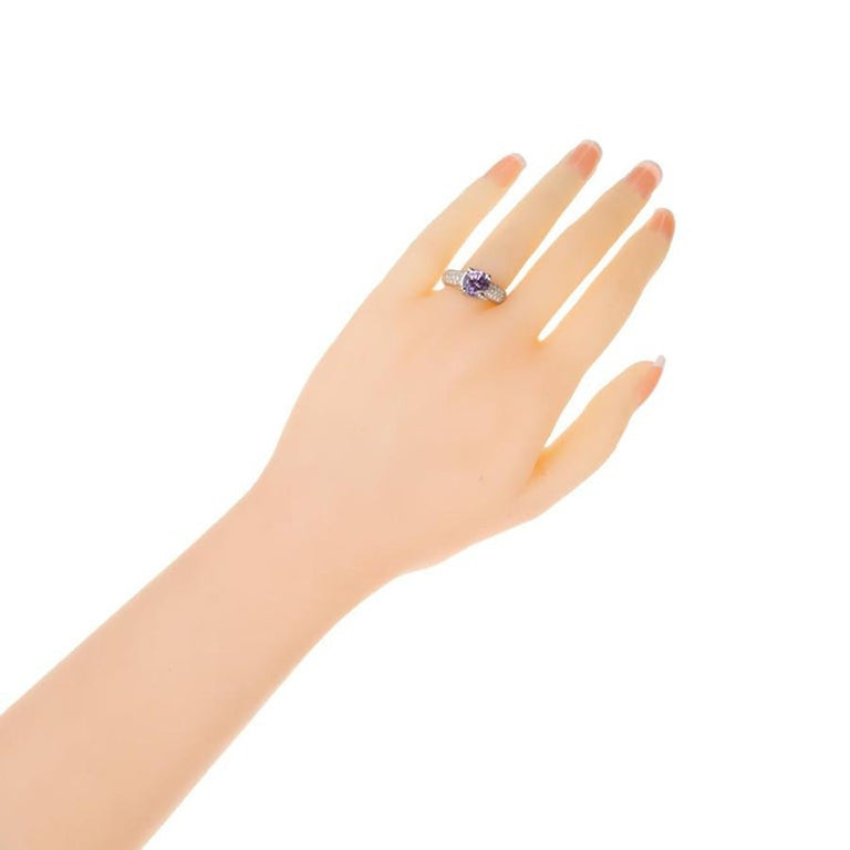 Peter Suchy GIA 3.13 Carat Purple Sapphire Diamond Engagement Platinum Ring – image 6