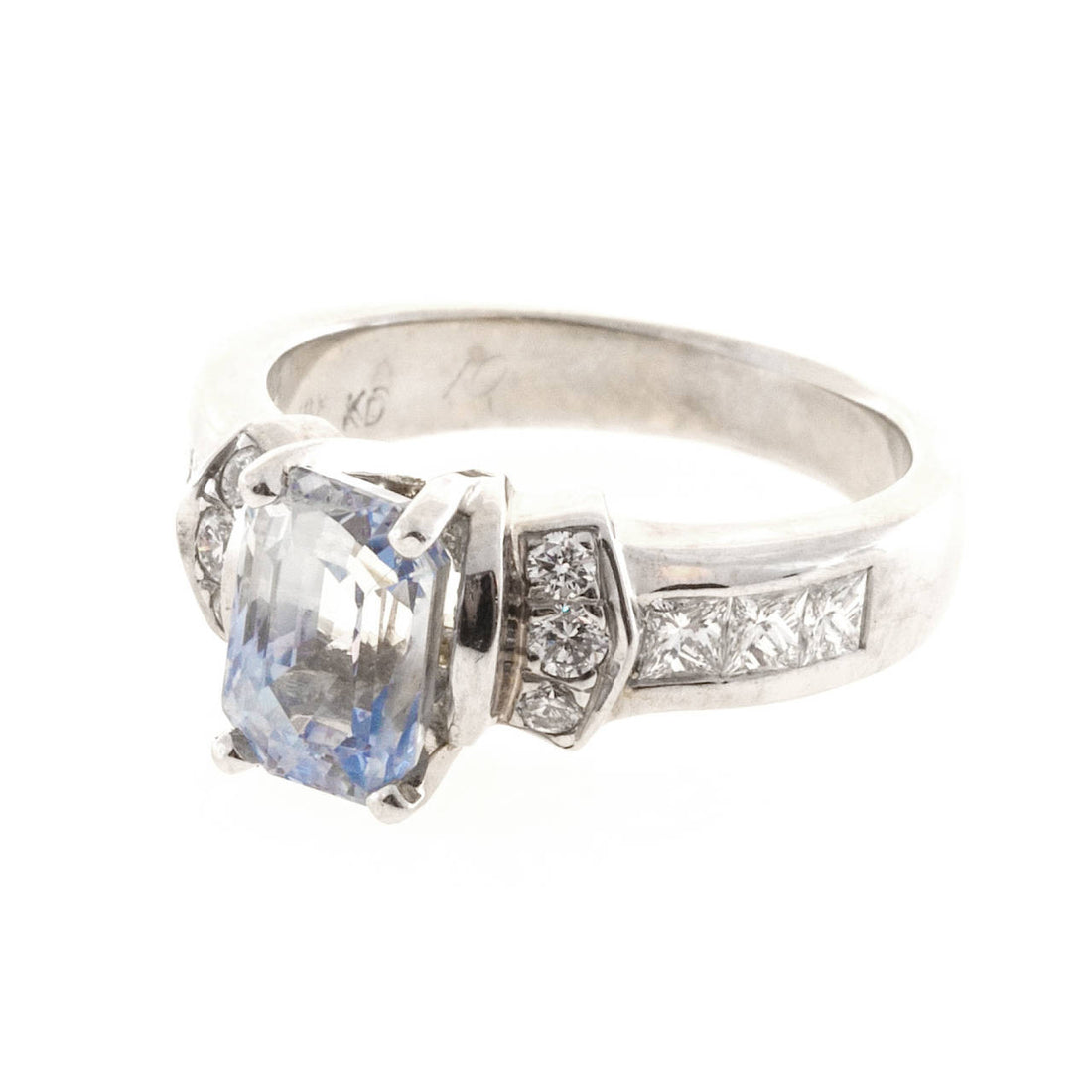 Vintage 2.58ct Light Violet Natural Sapphire KD 18k Gold .58CT Diamond Ring – image 3