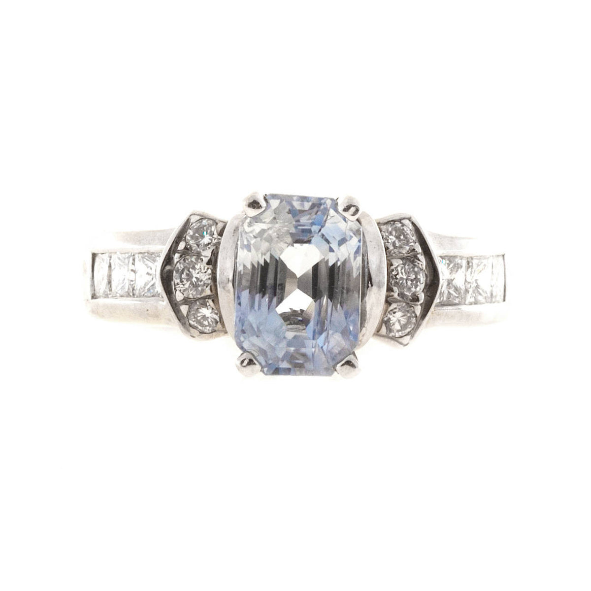 Vintage 2.58ct Light Violet Natural Sapphire KD 18k Gold .58CT Diamond Ring