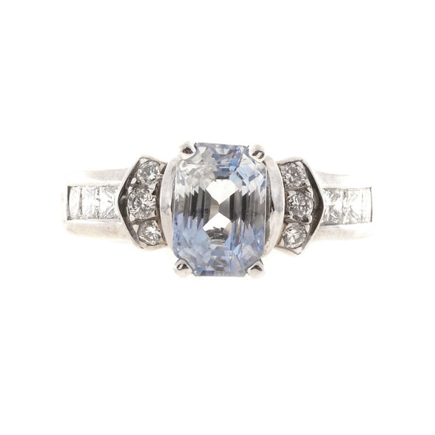 Vintage 2.58ct Light Violet Natural Sapphire KD 18k Gold .58CT Diamond Ring