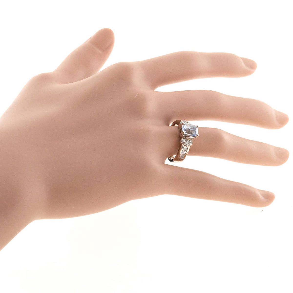Vintage 2.58ct Light Violet Natural Sapphire KD 18k Gold .58CT Diamond Ring – image 7